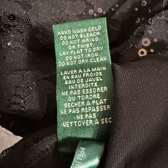 Lauren Ralph‎ Lauren Black Cocktail Dress Lace Sequin Glam Party Women's Size 2P - Picture 7 of 11